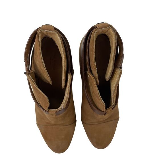 Rag & Bone Harrow Booties Leather Suede Ankle Boot Brown Women's 8 Stacked Heel - Picture 2 of 10